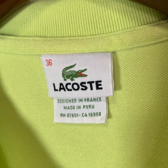 Lacoste Sleeveless Cotton Mini Piqué Polo Shirt Neon Green Women’s 36 Preppy - Picture 6 of 11